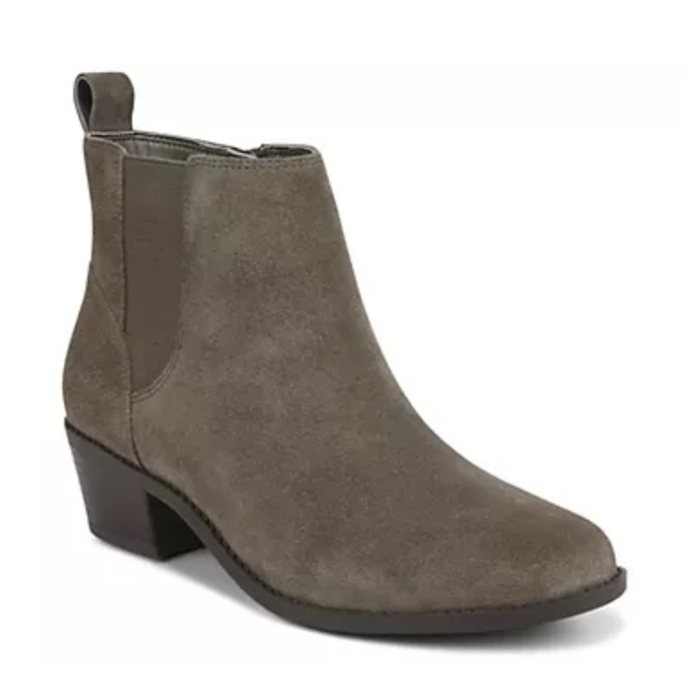 Vionic Roseland Suede Ankle Boot in Olive Green Sz 12W NEW w/Box Water Repellent